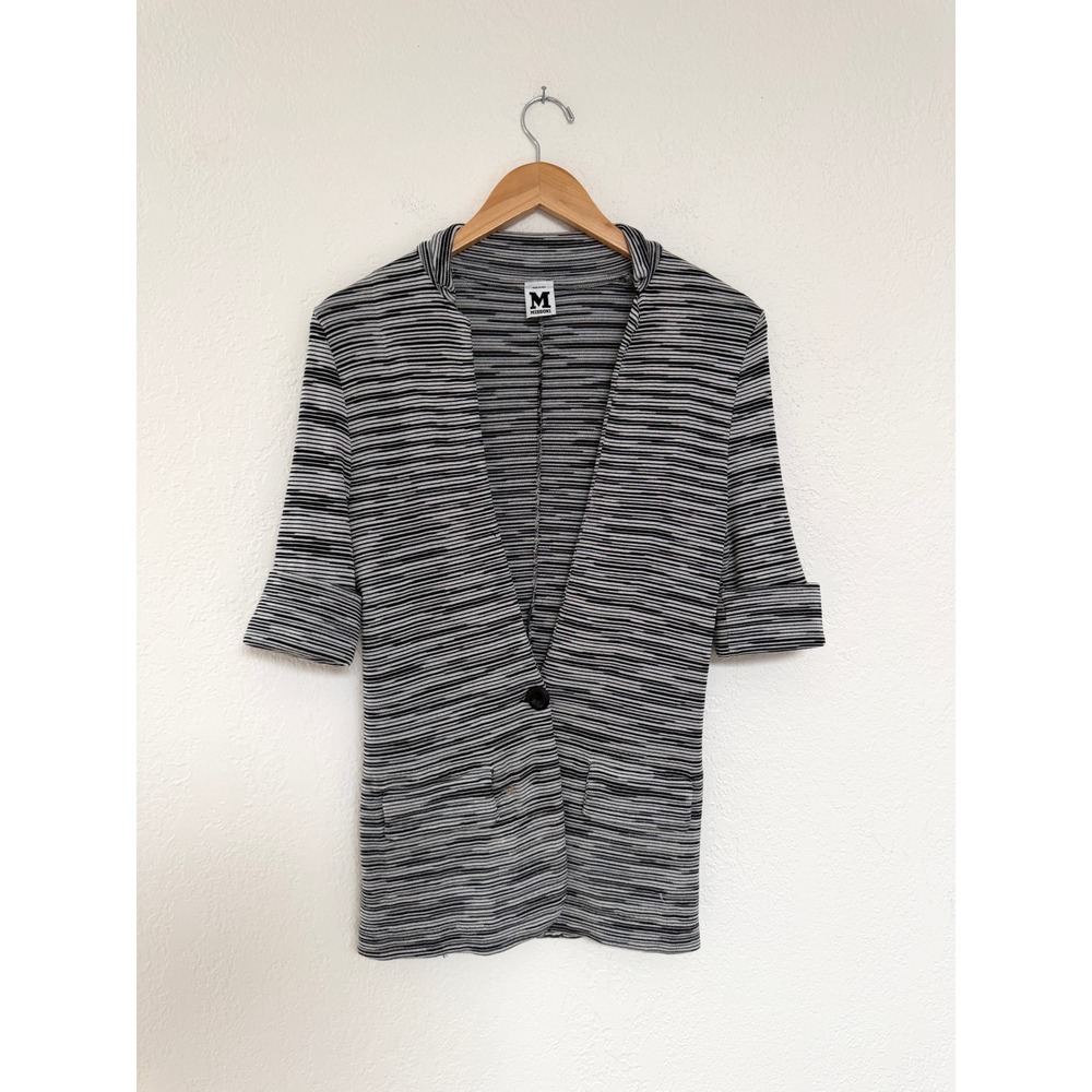 M Missoni Space Dye Knit Blazer Jacket Black White Stripe Fits Size S